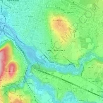 Carte topographique Vers Bu, altitude, relief