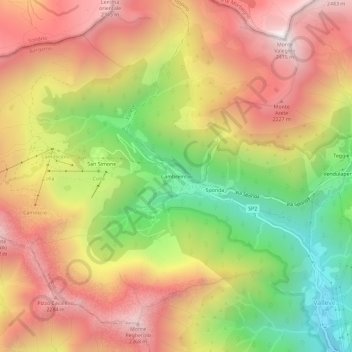 Carte topographique Cambrembo, altitude, relief