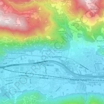 Carte topographique Poisatto, altitude, relief