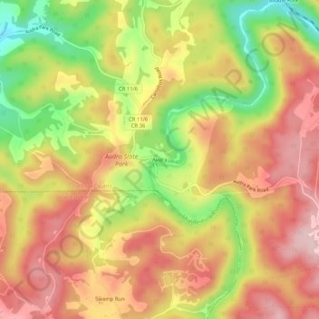 Carte topographique Audra, altitude, relief
