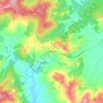 Carte topographique La Pergola, altitude, relief