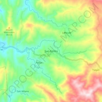 Carte topographique San Emilio, altitude, relief
