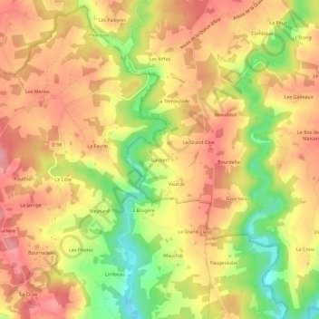 Carte topographique Gaubert, altitude, relief