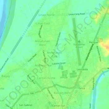 Carte topographique Annafunan East, altitude, relief