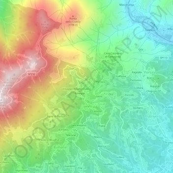 Carte topographique Centro Zegna, altitude, relief