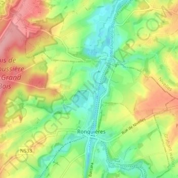 Carte topographique Pied d'Eau, altitude, relief