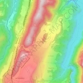 Carte topographique Les Condamines, altitude, relief