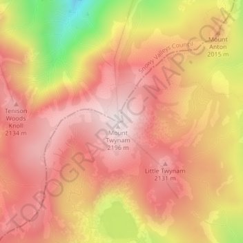 Carte topographique Mount Twynam, altitude, relief