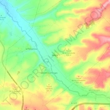 Carte topographique Malgrat, altitude, relief
