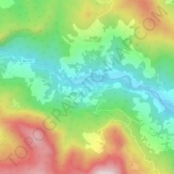 Carte topographique Kuta, altitude, relief