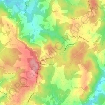 Carte topographique Rochefoulée, altitude, relief