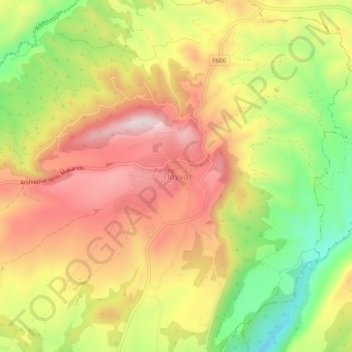Carte topographique Pachna, altitude, relief