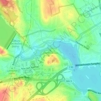 Carte topographique The Mountain, altitude, relief