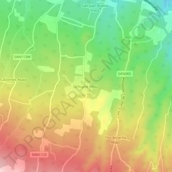 Carte topographique Ochupse Abajo, altitude, relief