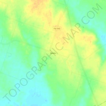 Carte topographique Meeks, altitude, relief
