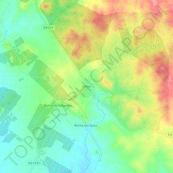 Carte topographique Freixo, altitude, relief