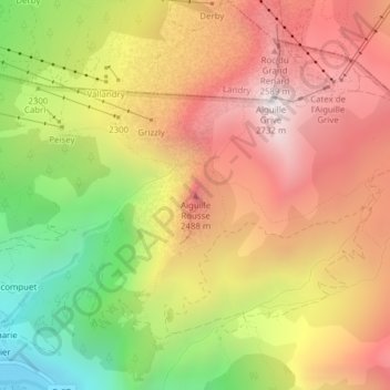 Carte topographique Aiguille Rousse, altitude, relief