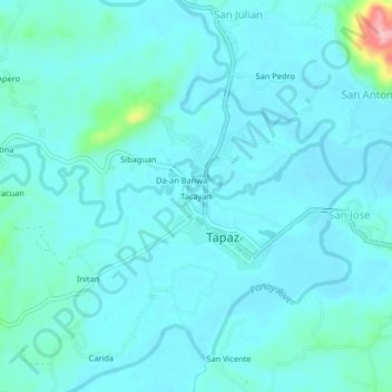 Carte topographique Tacayan, altitude, relief