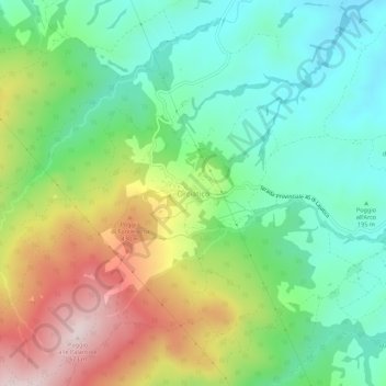 Carte topographique Orciatico, altitude, relief