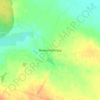 Carte topographique Velyki Nyzhirtsi, altitude, relief