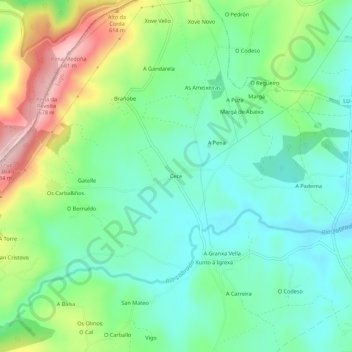 Carte topographique Cece, altitude, relief