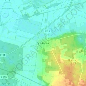Carte topographique Quickborn, altitude, relief