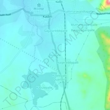 Carte topographique Beripalle, altitude, relief