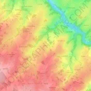 Carte topographique Le Peux, altitude, relief
