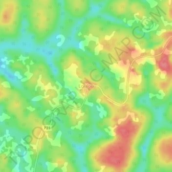 Carte topographique Loulou, altitude, relief