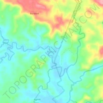 Carte topographique Mabini, altitude, relief