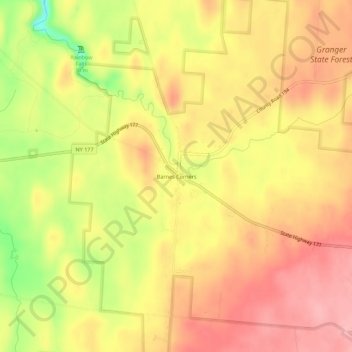 Carte topographique Barnes Corners, altitude, relief