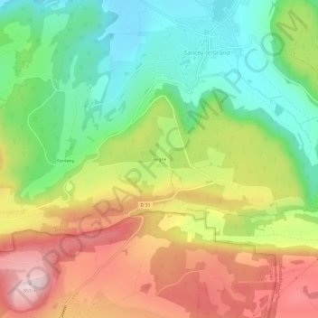 Carte topographique Teigne, altitude, relief