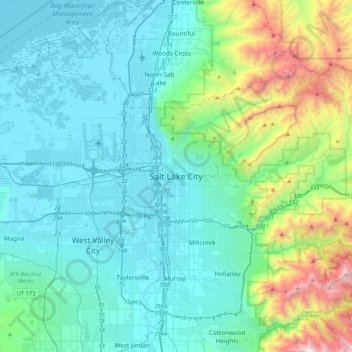 Carte topographique Salt Lake City, altitude, relief
