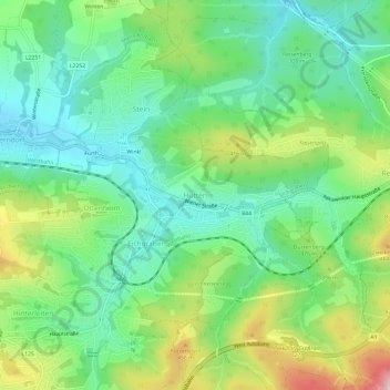Carte topographique Hutten, altitude, relief