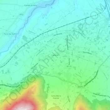 Carte topographique Cantone, altitude, relief