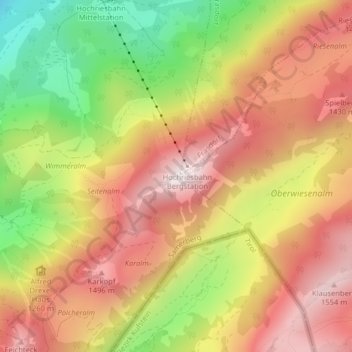 Carte topographique Hochries, altitude, relief