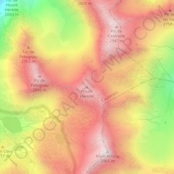 Carte topographique Hount Herede, altitude, relief