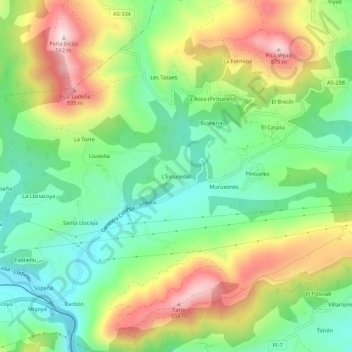 Carte topographique L'Escuredal, altitude, relief