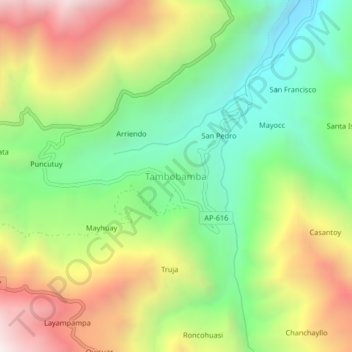 Carte topographique Tambobamba, altitude, relief