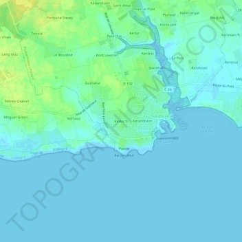 Carte topographique Kerloc'h, altitude, relief
