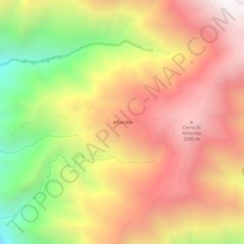 Carte topographique Alfarcito, altitude, relief