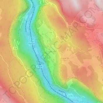Carte topographique Grand Tare, altitude, relief