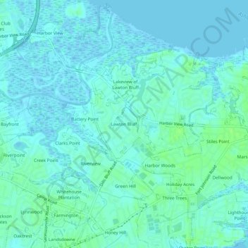 Carte topographique Lawton Bluff, altitude, relief