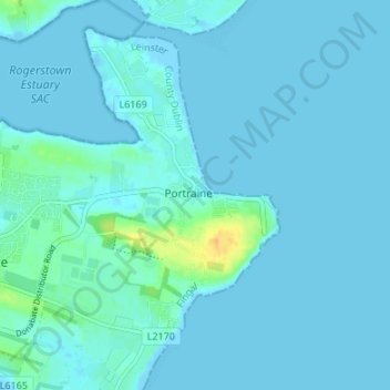 Carte topographique Portrane, altitude, relief
