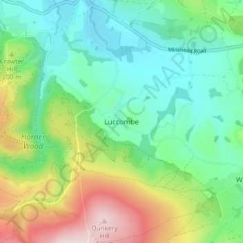 Carte topographique Luccombe, altitude, relief