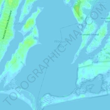 Carte topographique Waquoit Bay, altitude, relief