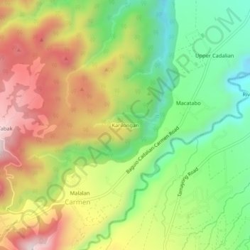Carte topographique Karilongan, altitude, relief