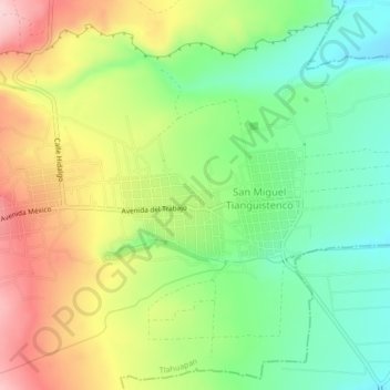 Carte topographique Santa María Texmelucan, altitude, relief