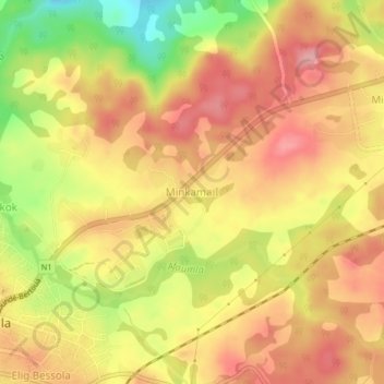 Carte topographique Minkama I, altitude, relief