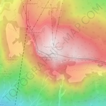 Carte topographique Steinplatte, altitude, relief